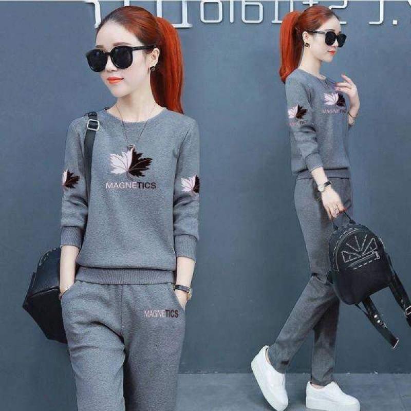 Sports Suit Women's Spring and Autumn Fashion Loose Korean Casual Wear Long-sleeved Trousers Two-piece Set