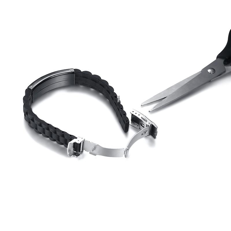 Engraved Christian Lord's Prayer Black Silicone Bracelet Men German French Hebrew Multi Language Brazalets