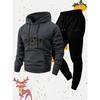 Spring and Autumn Warm Men's Hoodie Set Sports and Leisure Two Piece Set Boston Printed Hoodie and Casual Pants Combination