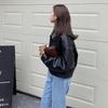 Women's European Style Brown PU Leather Jacket - Retro Petite Spring/Autumn 2025