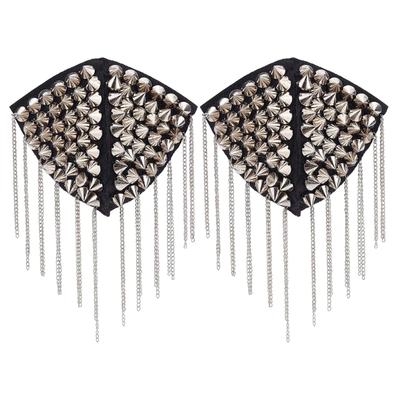 Adjustable Plastic Metal Felt Epaulettes With Detachable Fringes Rivet For Hat Bags Jackets Crafting Accessories