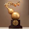 Hand Painted Calabash Ornament,Creative Lucky Gourd Decor for Office Desk Blessing,Chinese Feng Shui Art Craft for Shelf Display