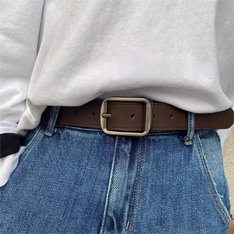 

High-End Retro Pin Buckle Belt for Women, Korean Style - Simple, Fashionable, Versatile for Jeans and Men s Trousers 110cm