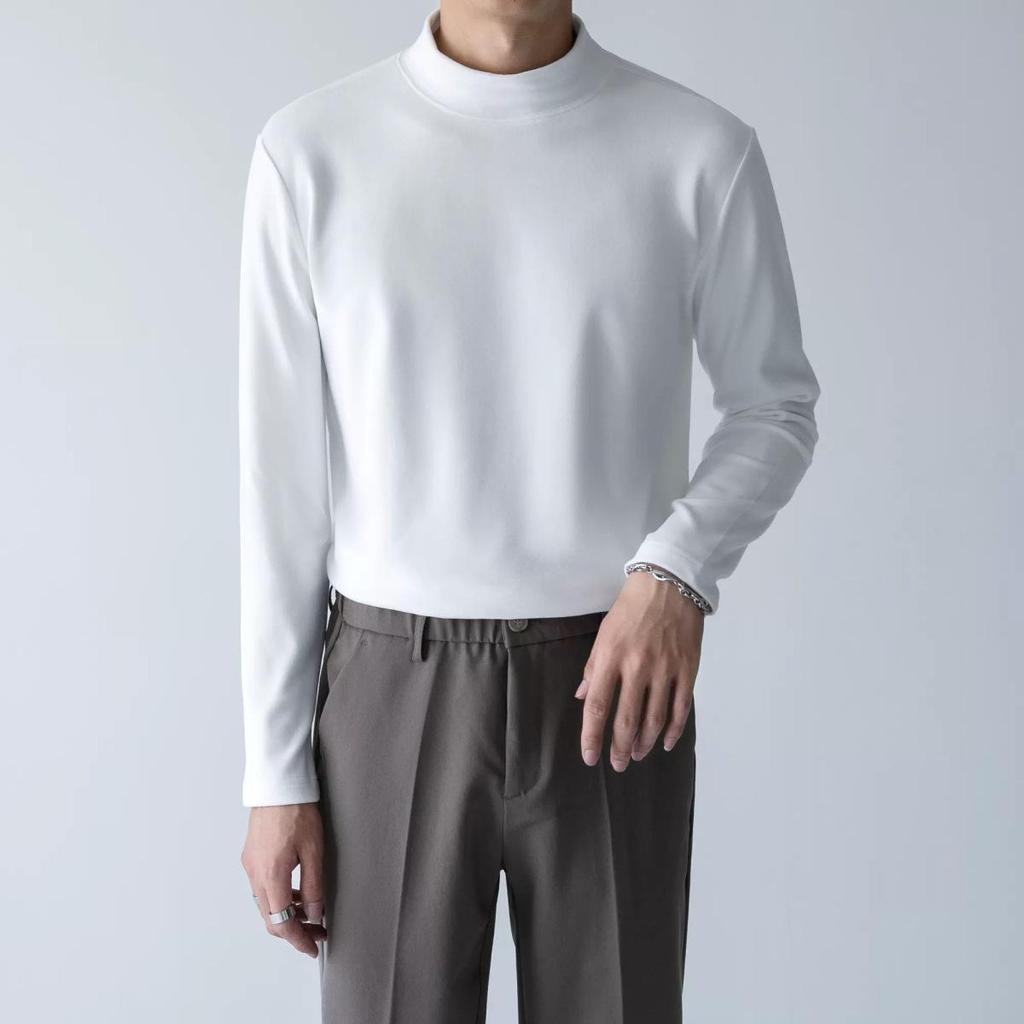 Men's Double-Sided Velvet Heat-Storing Half Turtleneck Long-Sleeve Winter Shirt