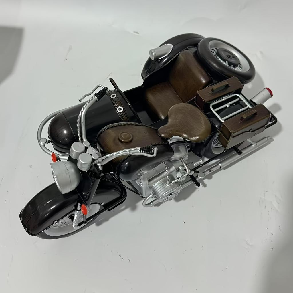 Vintage Motorcycle/Tricycle Model,Industrial Style Decor,Black and Golden Color,Desktop Ornament,Suitable for Home,Office,Garage,Handcrafted Metalwork