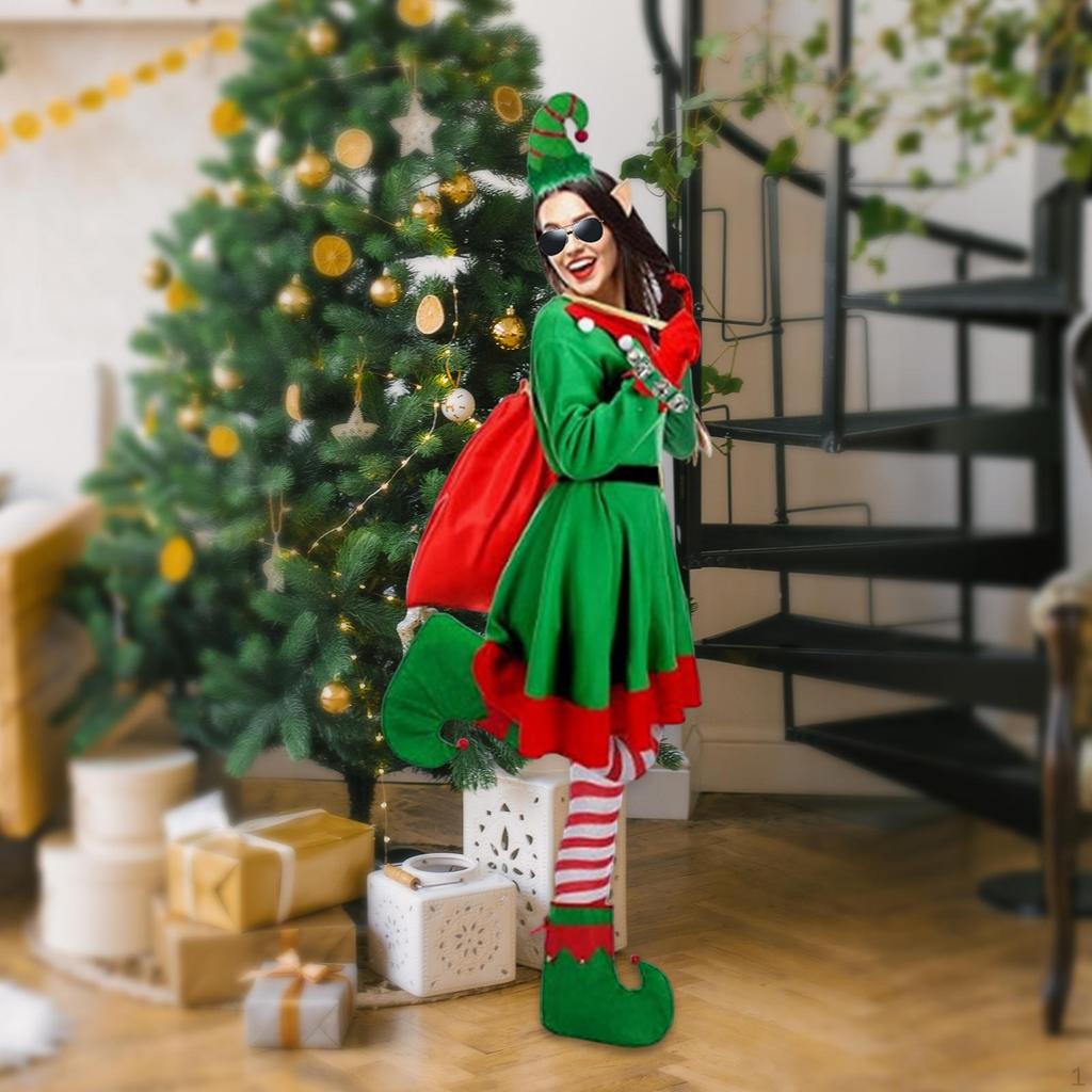 Christmas Elf Costumes Clothes for Halloween Stage Performance Holiday Festival
