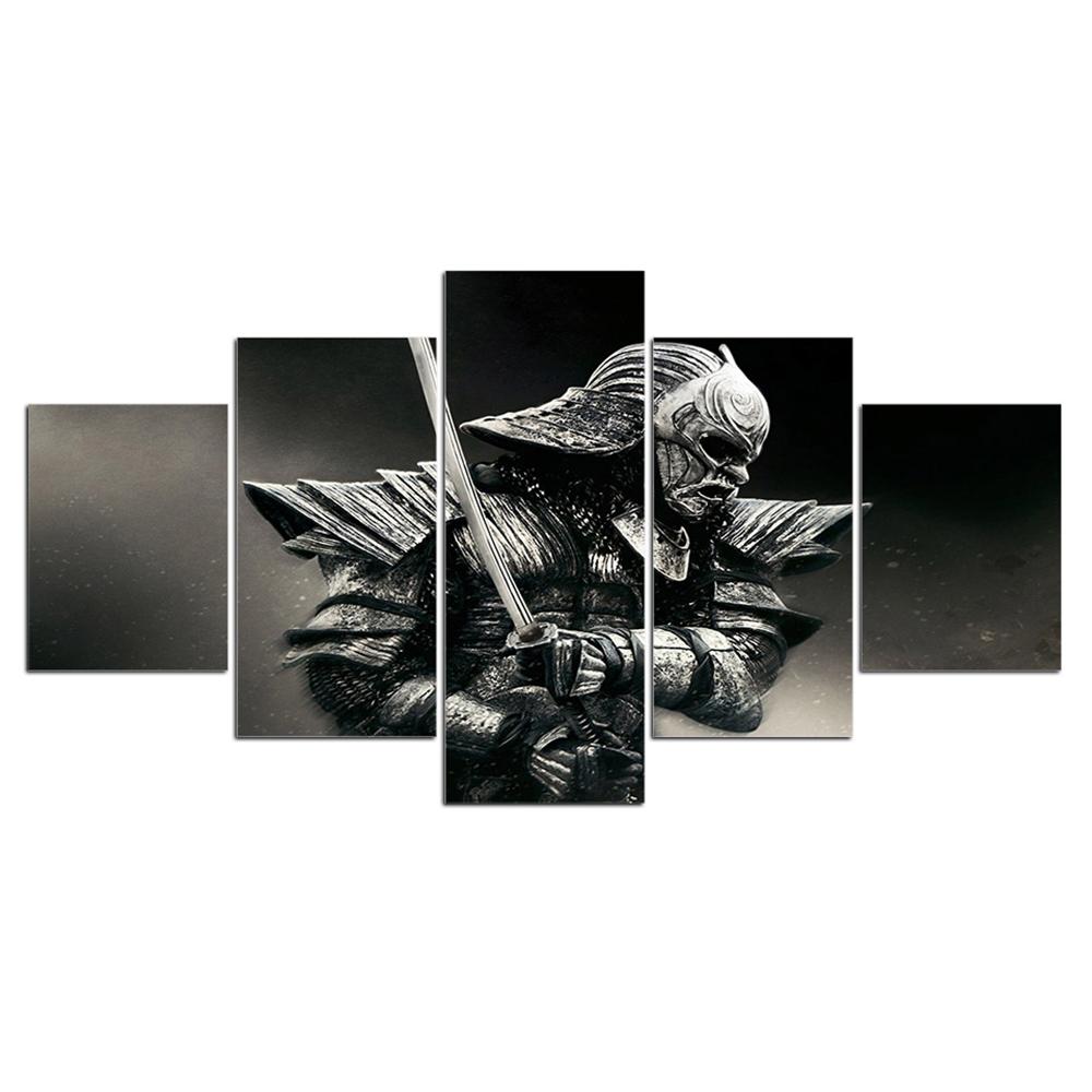 Wall Art Painting Canvas Print Samurai Warrior Pictures 5 Pieces Prints Poster For Living Room Home Decor Modern Artwork