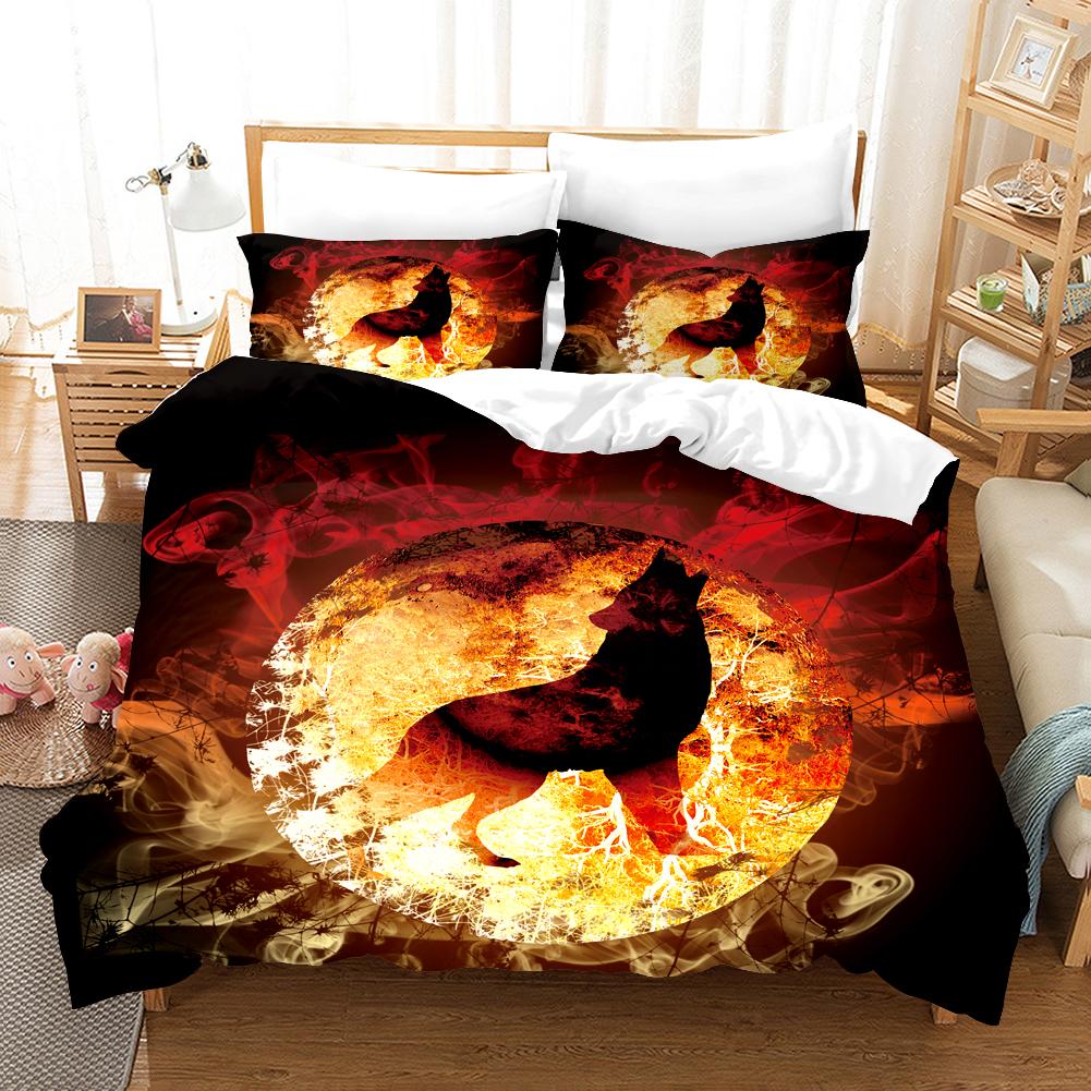 3D apdrukas segas pārvalku komplekts, Vilks, Dzīvnieku mājas mierinātājs, Gultas veļas komplekti, Mikrošķiedras audums, Divguļamās gultas guļamistabas komplekts, Augsta kvalitāte