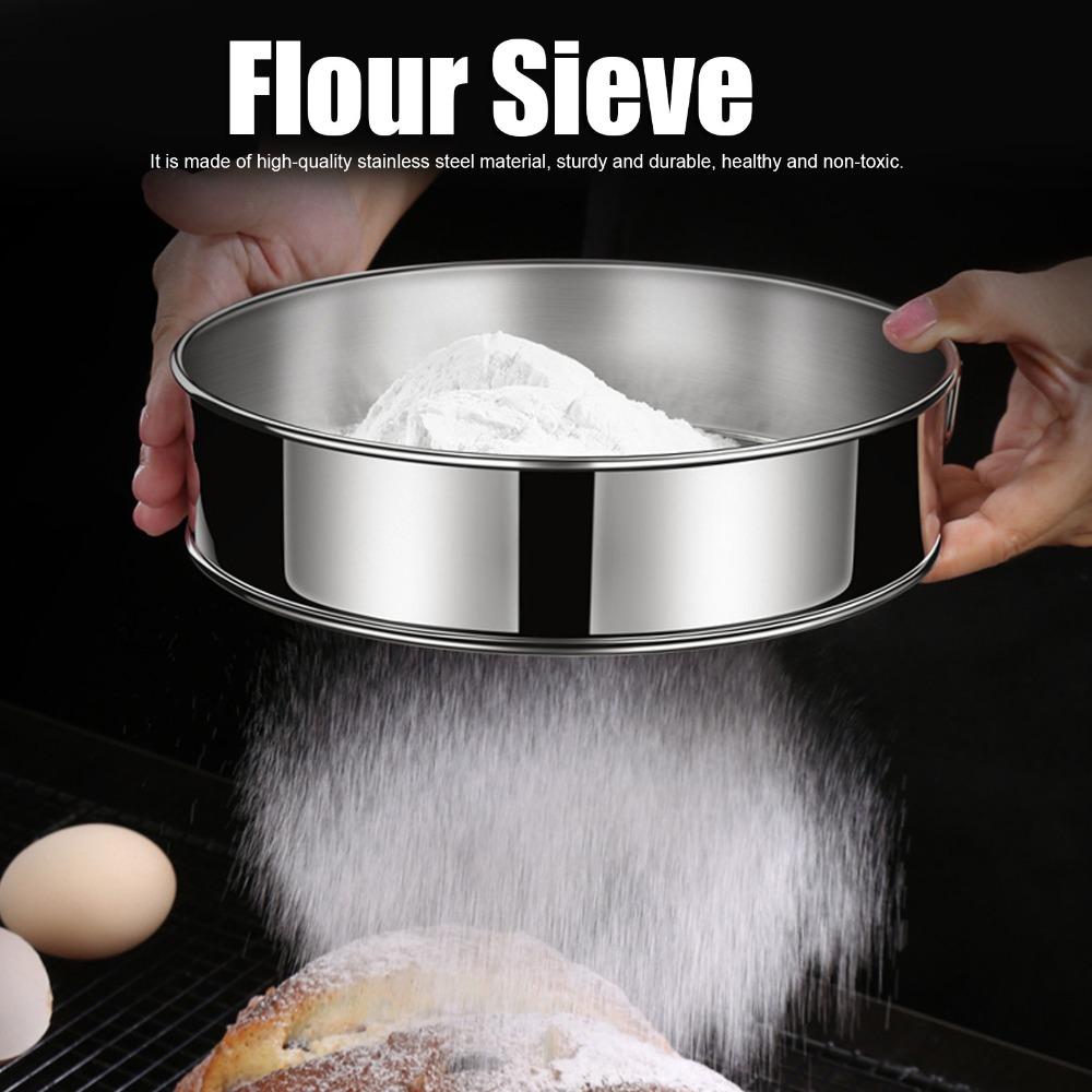 3pcs 304 Stainless Steel Powder Sifter Fine Mesh Flour Sieve Set Powder Dusting