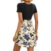 Women's Fashion Casual Loose Round Neck Short Sleeve Printed Pocket Dresses