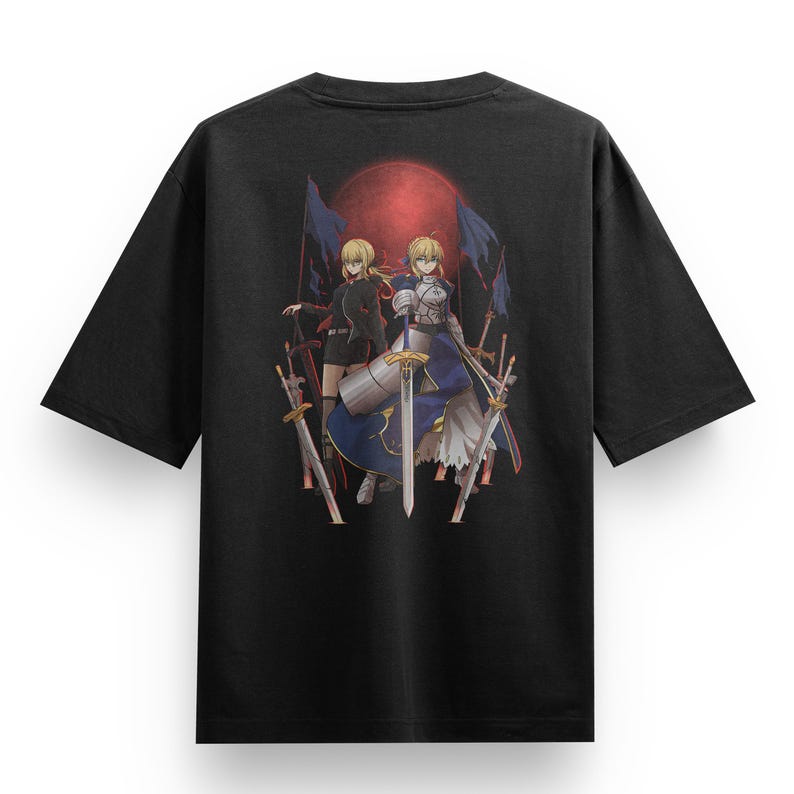 

Серия Fate Сэйбер и Сэйбер Альтер «Красная Луна» Аниме Принт Свободная футболка | Унисекс Хлопок Повседневная с коротким рукавом Уличная одежда Топ 4XL