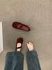 French flat-bottomed retro round head with suede Mary Jane shoes women's shoes versatile commuting gentle evening wind single shoes