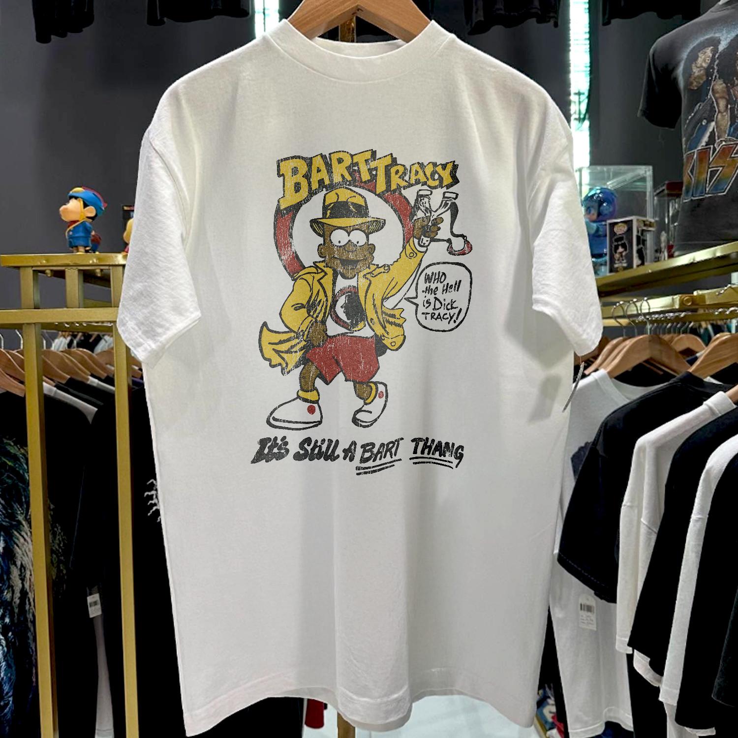 90s Bootleg Bart Tracy Aged T-Shirt White M 4XL