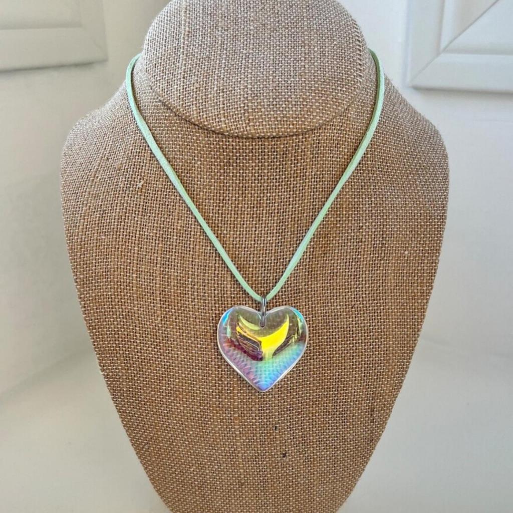 Y2K Gothic Colorful Stereo Heart-shaped Glass Crystal Pendant Adjustable Chain Necklace for Women Trend Charm Jewelry Accessory