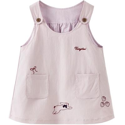 TONGTAI Baby Girl's Summer Embroidered Suspender Dress