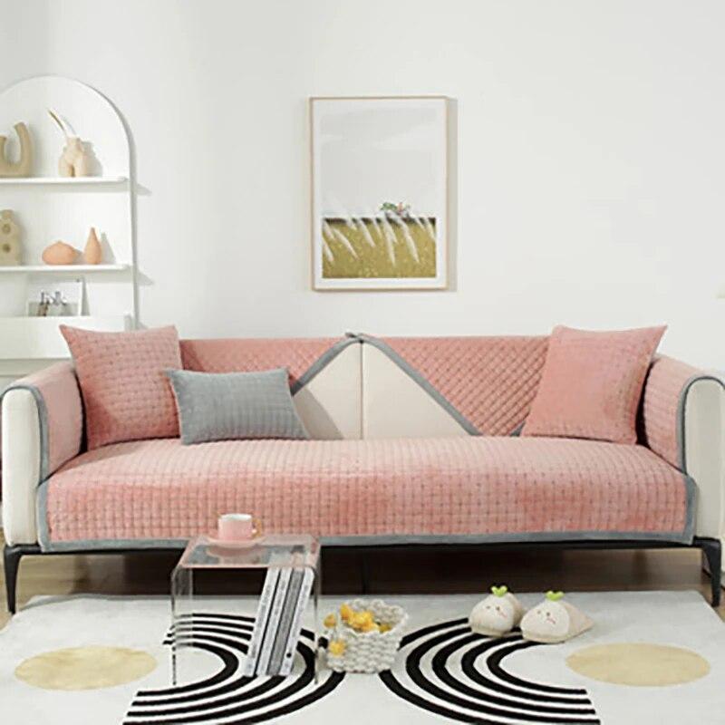 

1 шт., стеганый чехол для дивана с кристаллами и флисом, супермягкая нескользящая подушка для дивана, L-образное угловое полотенце для дивана для гостиной 70x70cm x1pc