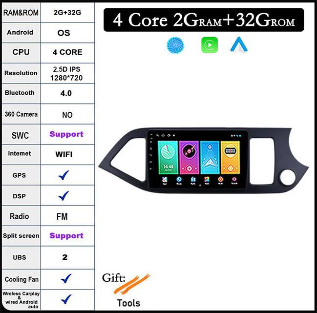 

RHD Android 14 для KIA Morning Picanto 2011 - 2016 Автомобильное радио AHD Видео RDS Навигация GPS DSP 4G LTE Мультимедиа Стерео
