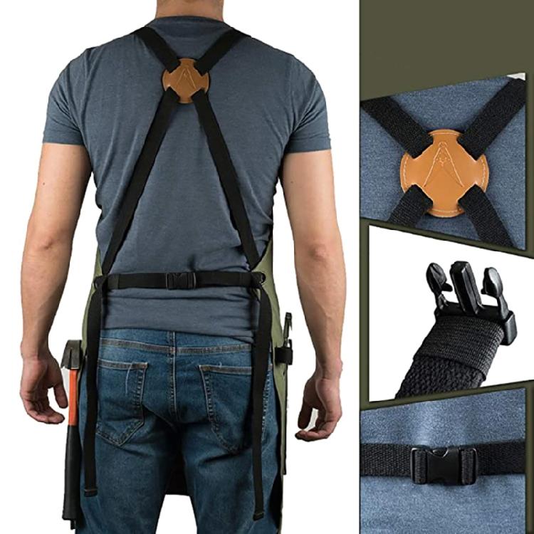 Robuste Arbeits-Schürze, Baumwoll-Canvas, Verstellbare Kreuz-Rückenbänder, Unisex