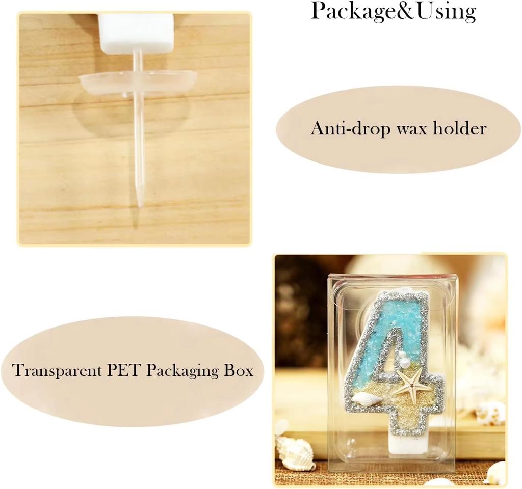 Birthday Candle for Cake, Beach Starfish Sequins Number Cake Candles, Happy Birthday Candle, Cake Topper