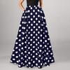 Women Maxi Skirt High Waist Color Matching Dot Print Retro A-line Big Hem Side Pockets Loose Full Length Soft Elastic Waist Lady Prom Party Long Skirt
