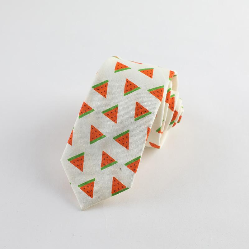 Cravate de dessin animé en coton à la mode, motif de fruits décontracté, 6 cm, pour hommes et femmes