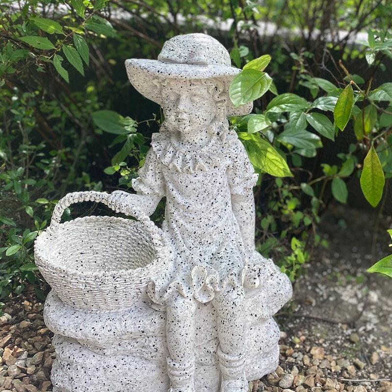 Due warehouse relocation everything must go Garden ornament girl sitting on bench planter. planter outdoor decoration. Free shipping. Antique-style as