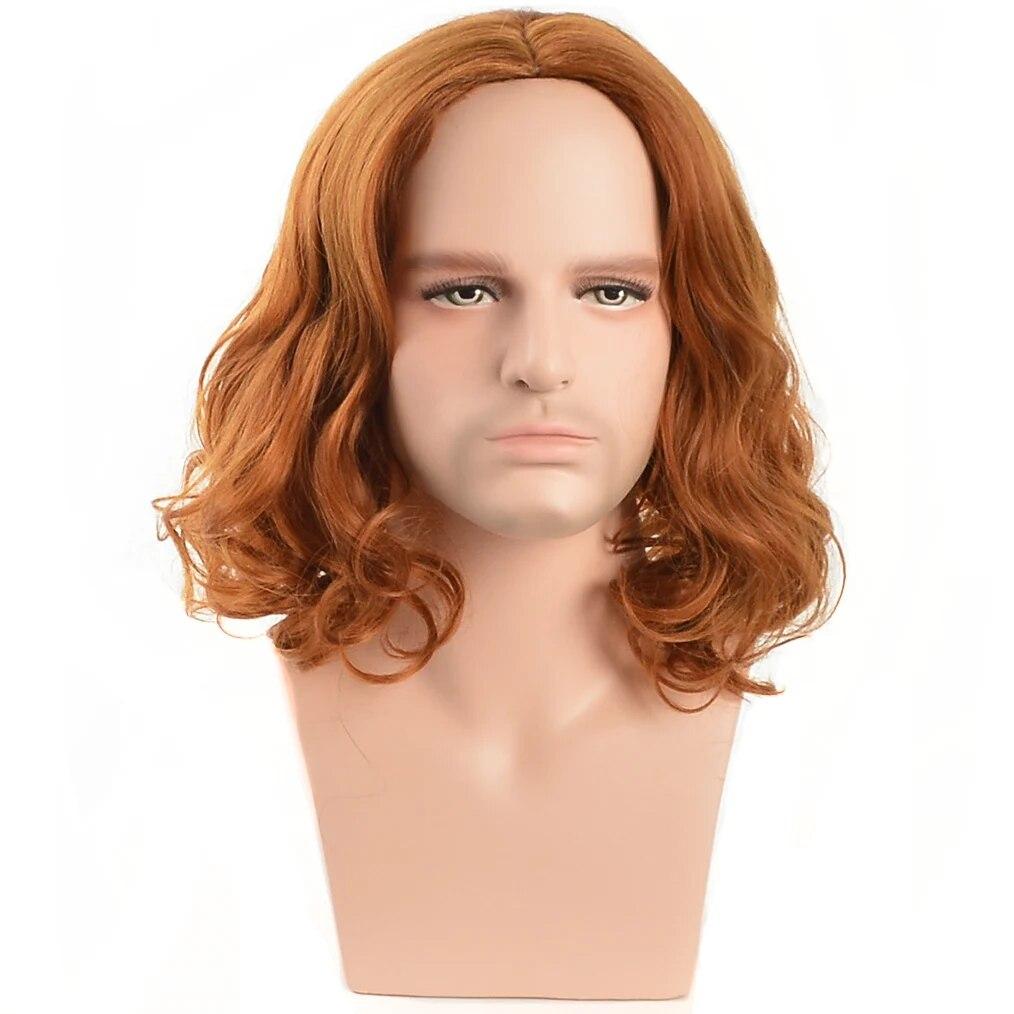 Synthetic Long Blonde  Water Ripple Hair Wigs For Men Curly Natural Wig Adjustable Size Suitable for Daily Wear Man Hair Wig