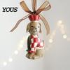 Seasonal Branch Decorations Christmas Resin Animal Ornament, Vintage Hanging Decor with Ribbon, Cute Bow Souvenirs Dog Santa Bear Patterns Xmas