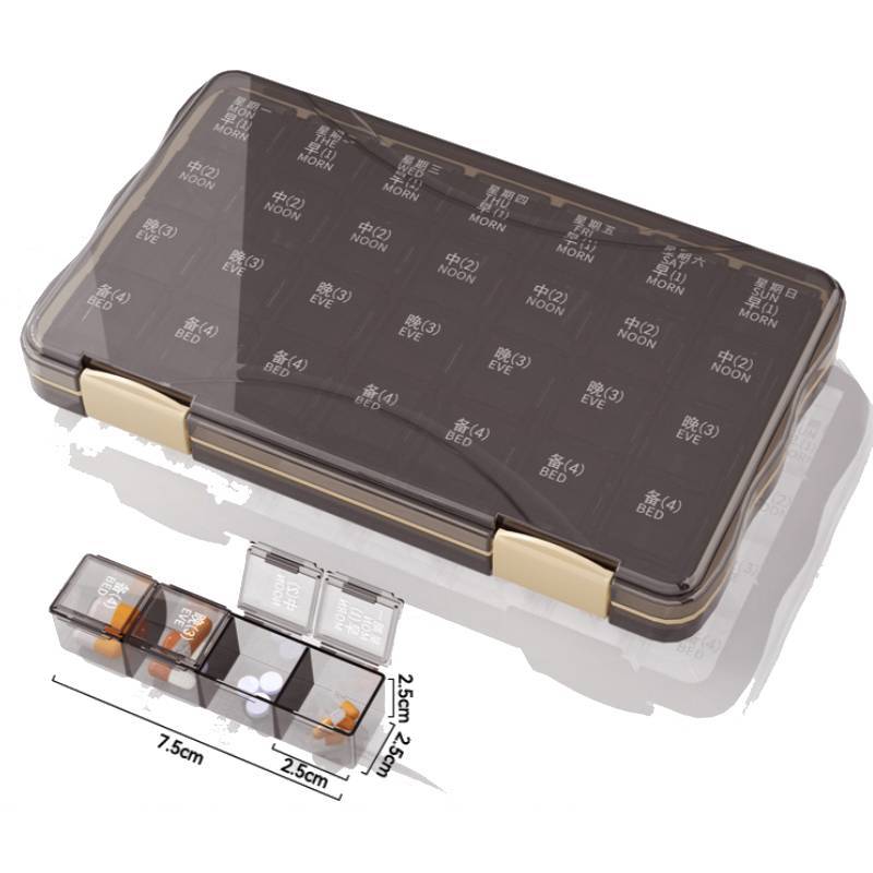 Multicolor Weekly Pill Organizer With 28 Compartments For Travel And Home Storage