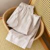 2026 New Women's Spring/Summer Sleeper Pants 100% Cotton Gauze Striped Tether Pants Striped Loose Thin Home Pants