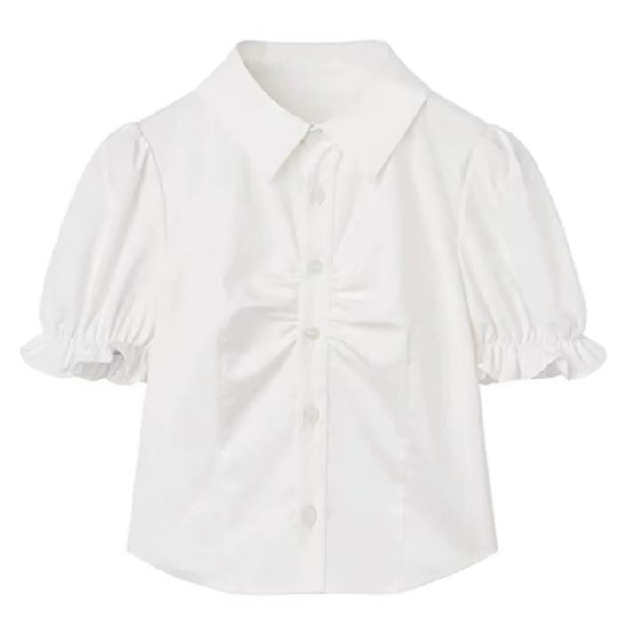 College Style Strap Skirt Bubble Sleeve Shirt Female Butterfly Lace-up Waist Dress Sweet and Spicy Two-piece Set