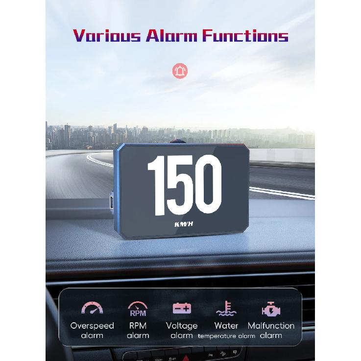 P16 LCD Gauge OBD2 Head Up Display Turbo Boost Oil Pressure Oil Temperature Fuel Consumption Car Speed Gauge