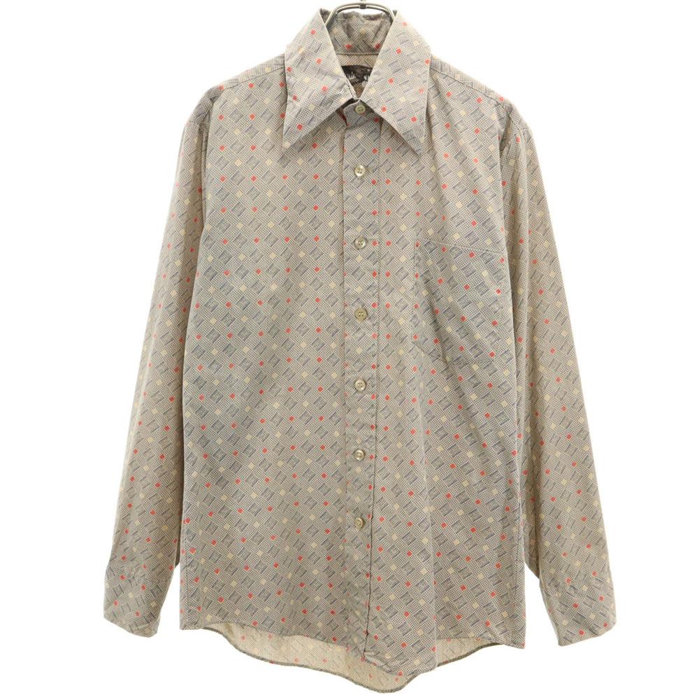 VINTAGE 70s Overall handle Long sleeve shirt S beige Old Men's Used