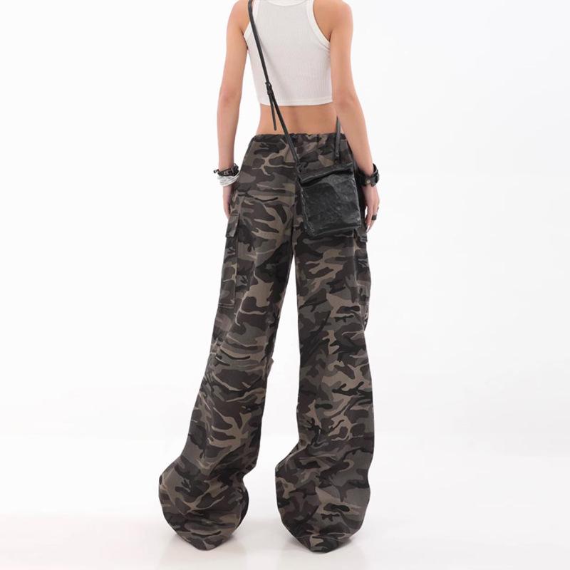 Unisex American Retro Camouflage Overalls – Casual Wide-Leg Hip-Hop Trousers