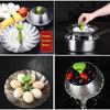 Multi-Function Meat Steaming Tray Folding Dish Steam Stainless Steel Food Steamer Basket Kitchen Tools Fruit Vegetable Cooker
