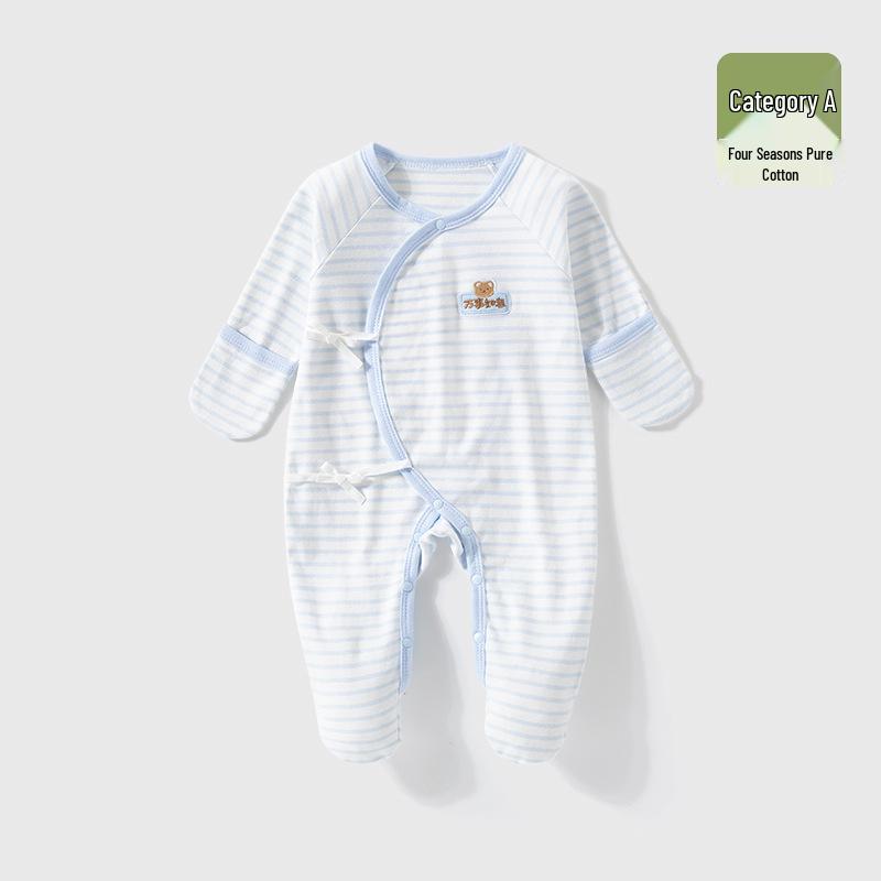 Baby Romper Pure Cotton A-Grade Crawling Suit with Hand & Foot Covers - Anti-Scratch Pajamas for Boys & Girls