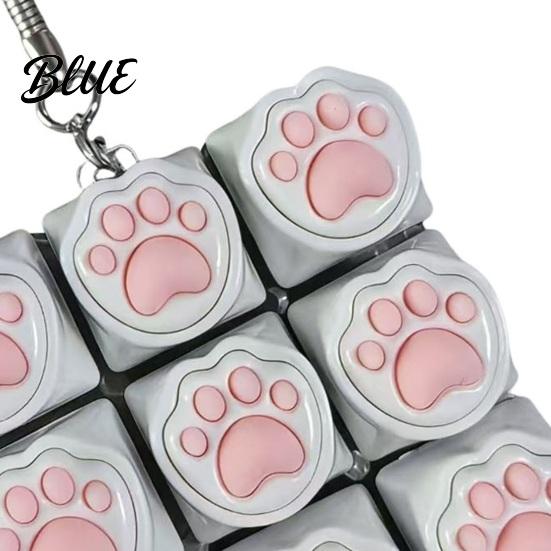 Mechanical Keyboard Toy Cat Paw Fidget 9-in-1 LED Light-up Keychain Decompression Handheld Device Button