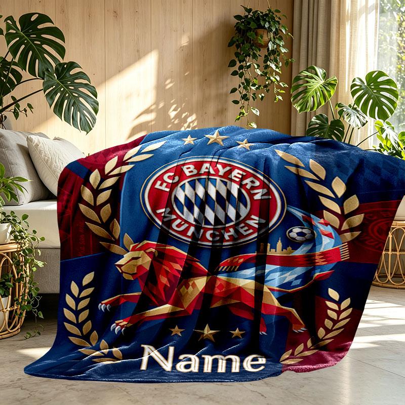 Custom Name Personalized FC Bayern Munich Print Blanket, Home Decor, Bedroom, Sofa, Camping, Couch, Gifts for Birthday Christmas