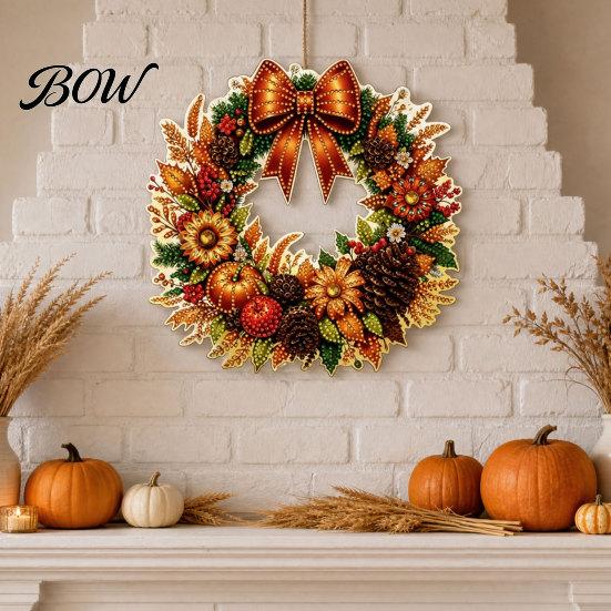 Clear Pattern Ornament Fall Pumpkin Sunflower Wreath Hanging Decor, Acrylic Hand Painted Elegant Holiday Window Ornament, Thanksgiving