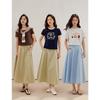 INMAN Women's Casual High-Waist A-Line Midi Skirt