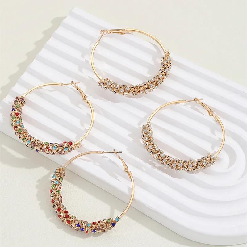 Colored Zircon Simple Hoop Earrings For Women Fashionable Personalized Daily Accessory Party  Birthday Anniversary Gifts