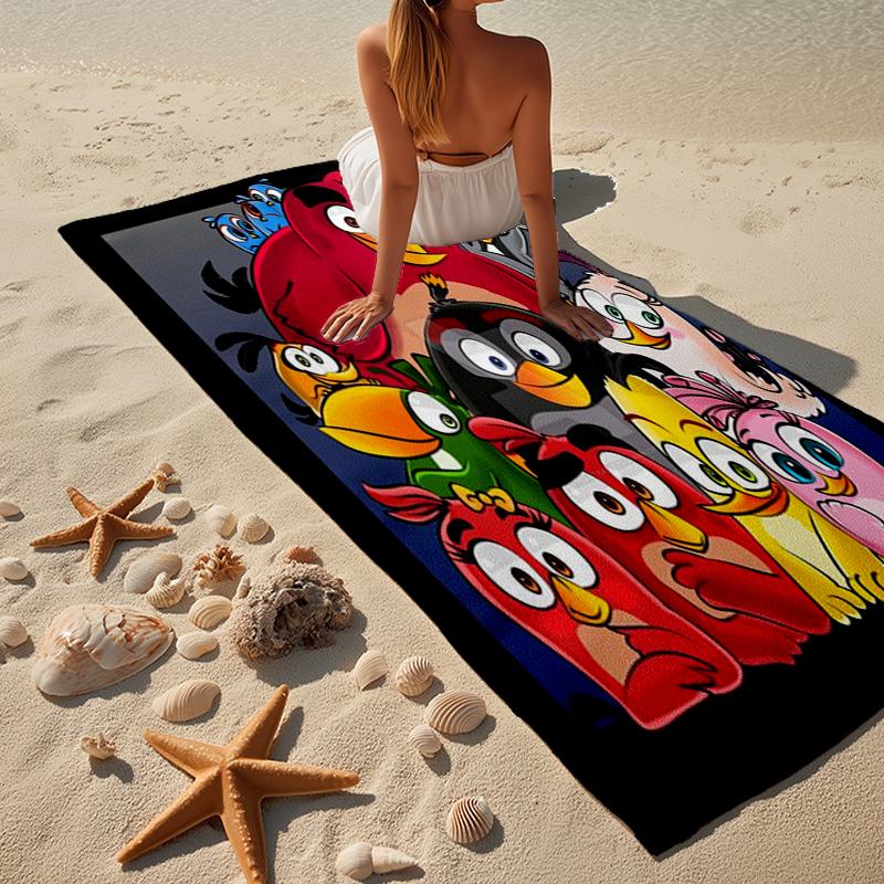 Red Birds Characters Collage Beach Towel, Super Soft Microfiber, Gift for Her/Him, Birthday, for Pool, Beach, Travel, Home Decor Fan gifts