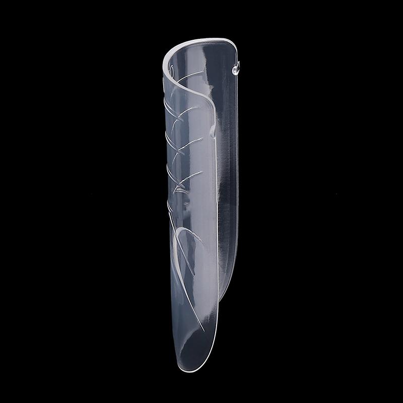 150Pcs Coffin Shape Sandwich Nail Forms Natural Clear No-Trace Nail Art Tips With Auxiliary Line Almond Shape Nail Tips