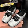 Cowhide Version Summer Sandals Women's Inner Height Increase Mary Jane Shoes New Punk Ballet Shoes Soft Sole Single Shoes