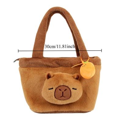 Cute Capybara Plush Shoulder Bag Lovelys Fluffy Soft Capibara Doll Large Capacity Book Bag Women's Bags Birthday Gift Handbag