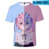 Re Zero 3D potištěné tričko s krátkým rukávem pro léto Muži Ženy Kreslené oblečení Rem a Ram Japonská anime košile Trička