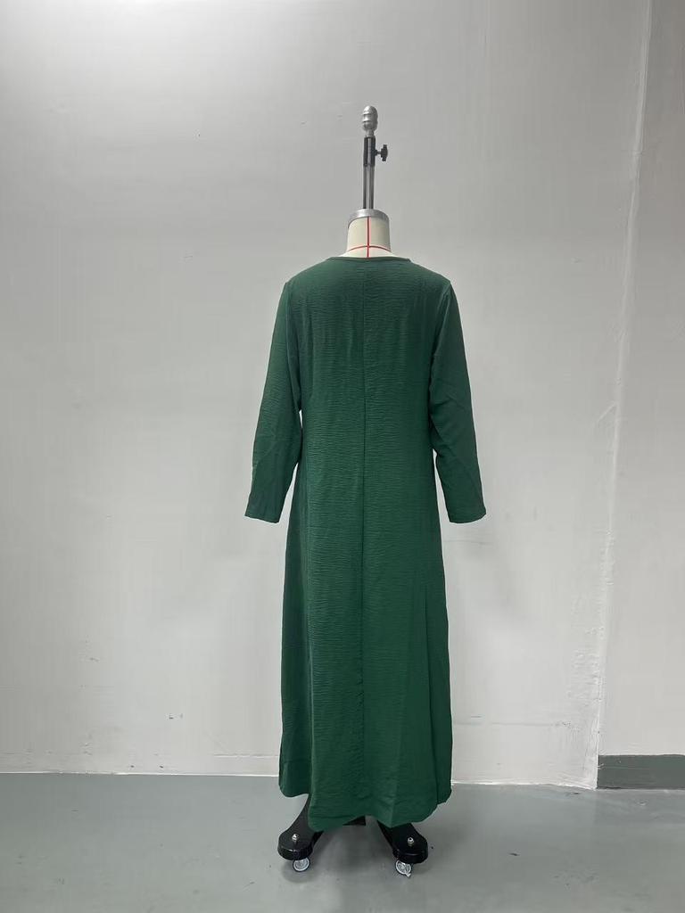 2025 Autumn/Winter Elegant European & American Solid Color Long Sleeve Slimming Maxi Dress