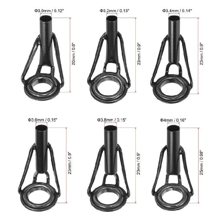 6Pcs Fishing Poles Eyelets Repair Set Stainless Steel Rod Tip Repair Rings Replacement Fishing Top Rod Guide Ceramic Rings