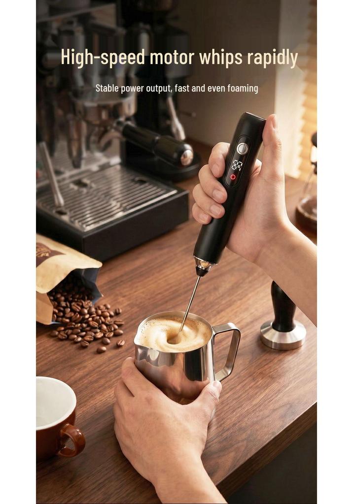 Smart Digital Milk Frother with Type-C Charging – Handheld Egg Beater & Coffee Frother