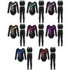 Girls Rhinestone Leotard Set Long Sleeve Metallic Cross Cutout Back Vest Leggings Gymnastics Figure Skating Outfit